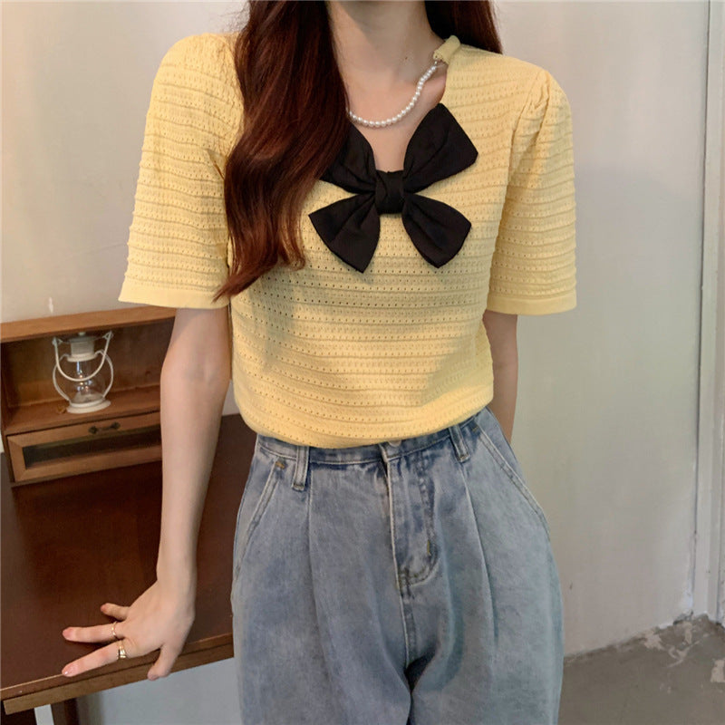 Turtleneck Bowknot Top Women Dropshipman