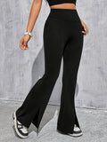 Women’s Stylish Black Side-Slit Flare Jeans Dropshipman