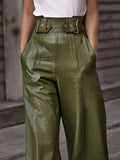 Women’s High-Waist Flare Jeans with Pockets – Olive Green Dropshipman