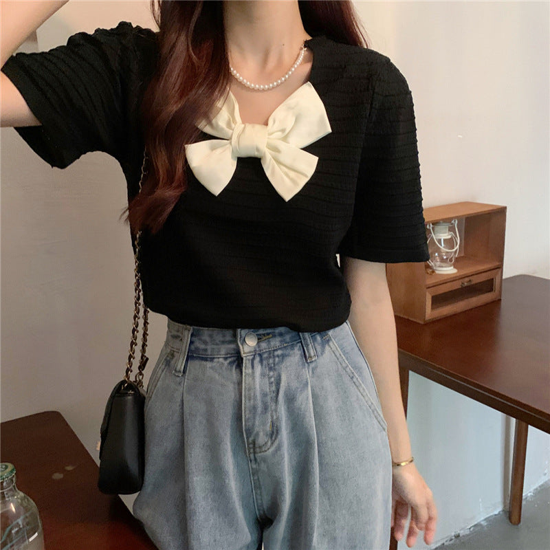 Turtleneck Bowknot Top Women Dropshipman