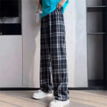 Plaid Wide Leg Pants Women Casual Pants Dropshipman