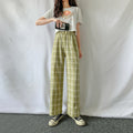 Plaid Wide Leg Pants Women Casual Pants Dropshipman