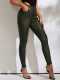 Women’s Retro Green High-Waist Skinny Jeans Dropshipman
