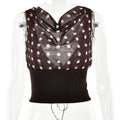 Polka Dots Print Oblique Shoulder Tops Dropshipman